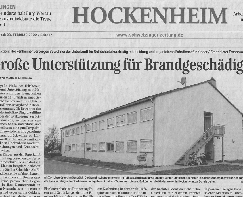 Presse Unterstützung Brandgeschädigter 1